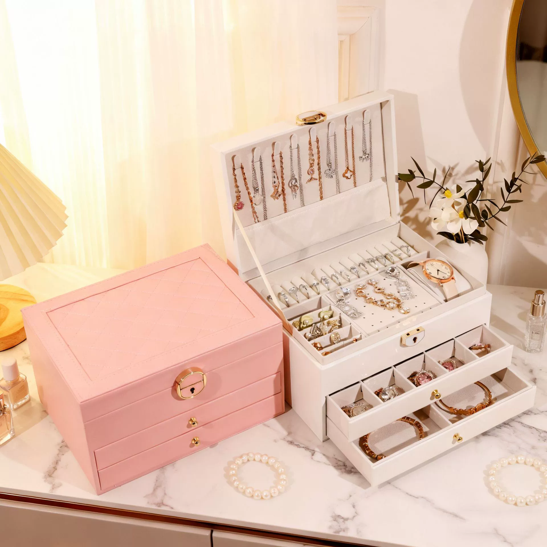 Jewelry Box Organizer Mothers Day Gift Lockable Storage Case