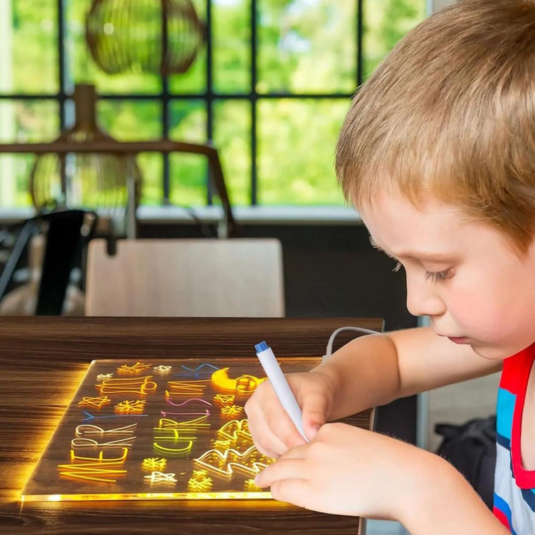 Wall Art LED Drawing Board Kids Reusable Light Up Writing Tablet