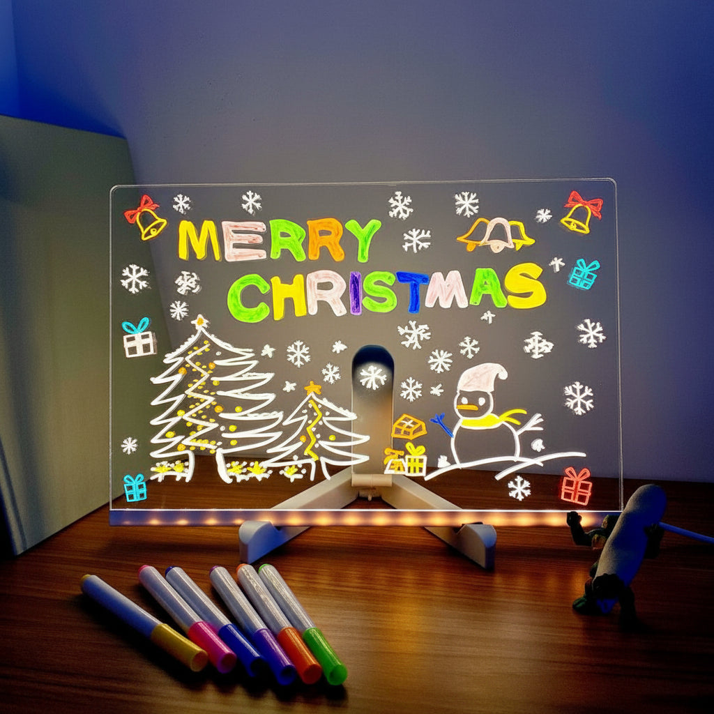 Wall Art LED Drawing Board Kids Reusable Light Up Writing Tablet