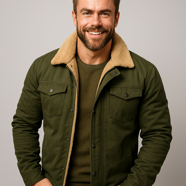 Men's Stylish Insulated Bomber Jacket with Button Front & Chest Pockets - Ideal for Casual Wear