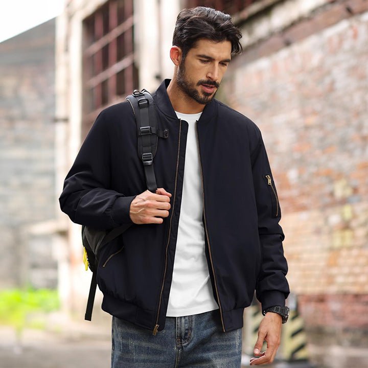 Men's Lightweight Casual Zip-Up Bomber Jacket - Versatile Windbreaker for Everyday Style, Comfort & Outdoor Activities