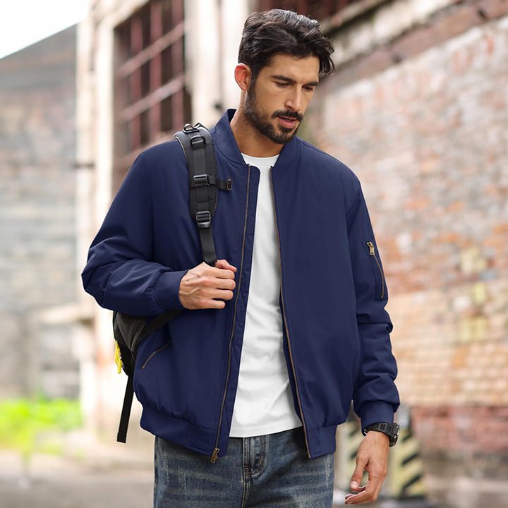 Men's Lightweight Casual Zip-Up Bomber Jacket - Versatile Windbreaker for Everyday Style, Comfort & Outdoor Activities