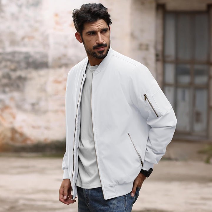 Men's Lightweight Casual Zip-Up Bomber Jacket - Versatile Windbreaker for Everyday Style, Comfort & Outdoor Activities