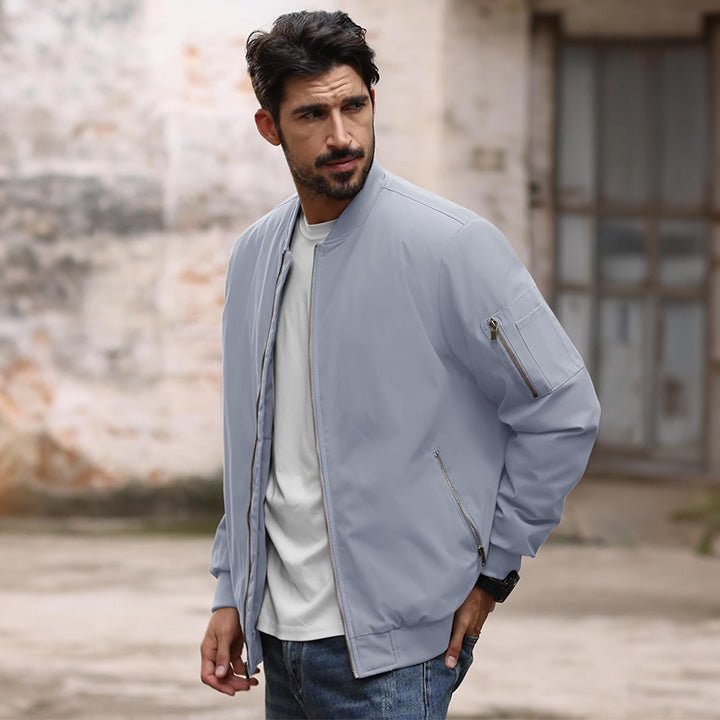 Men's Lightweight Casual Zip-Up Bomber Jacket - Versatile Windbreaker for Everyday Style, Comfort & Outdoor Activities