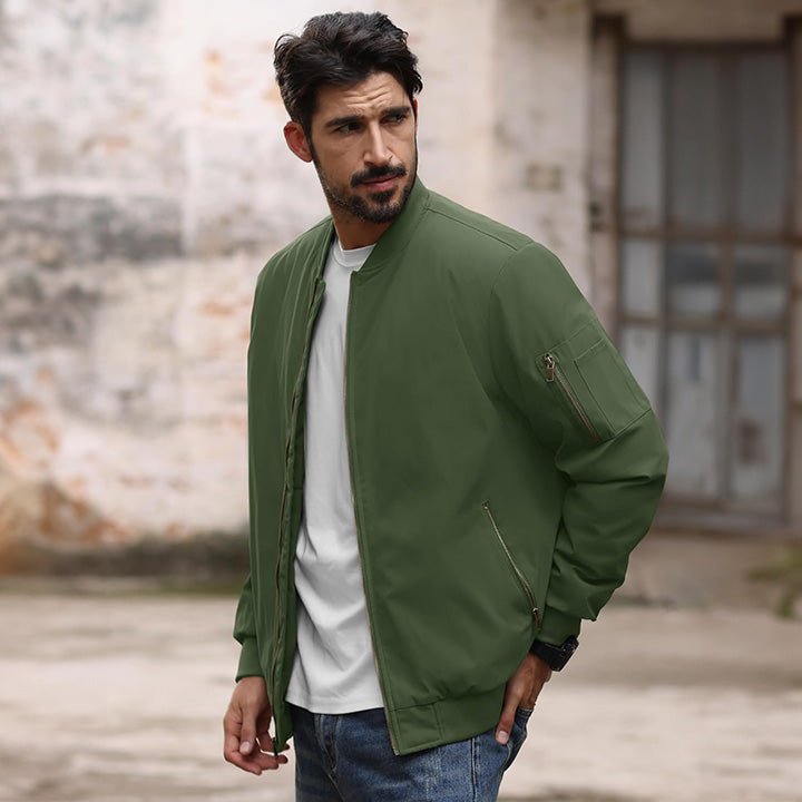 Men's Lightweight Casual Zip-Up Bomber Jacket - Versatile Windbreaker for Everyday Style, Comfort & Outdoor Activities