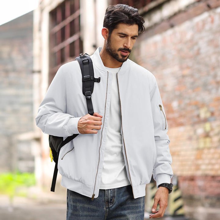Men's Lightweight Casual Zip-Up Bomber Jacket - Versatile Windbreaker for Everyday Style, Comfort & Outdoor Activities