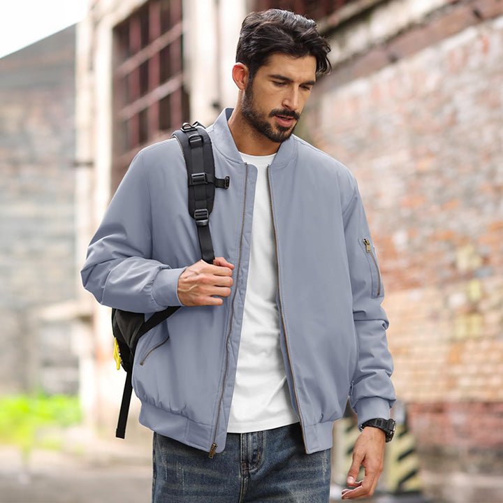 Men's Lightweight Casual Zip-Up Bomber Jacket - Versatile Windbreaker for Everyday Style, Comfort & Outdoor Activities