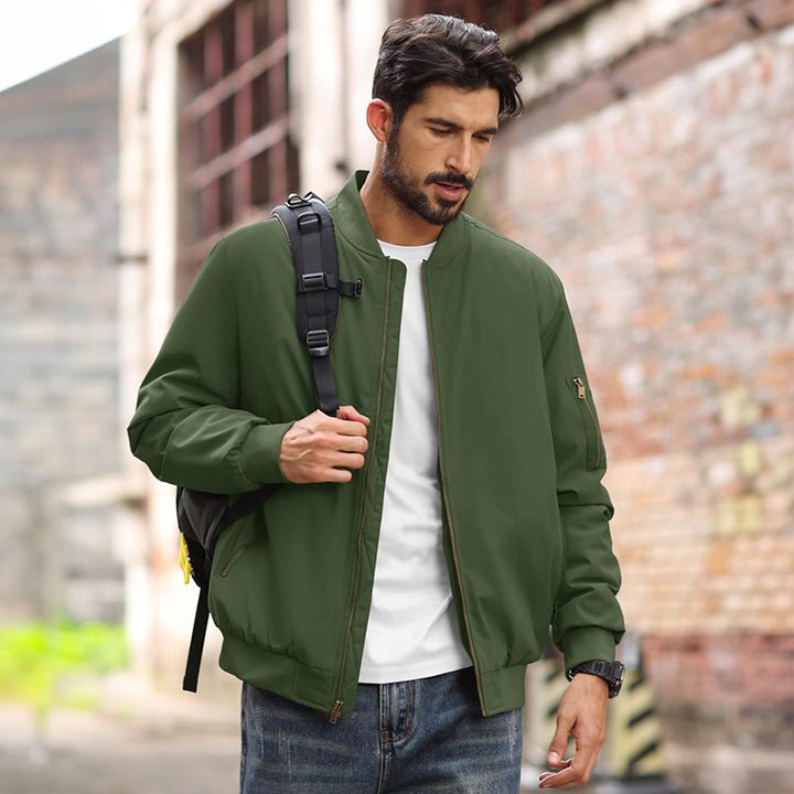 Men's Lightweight Casual Zip-Up Bomber Jacket - Versatile Windbreaker for Everyday Style, Comfort & Outdoor Activities