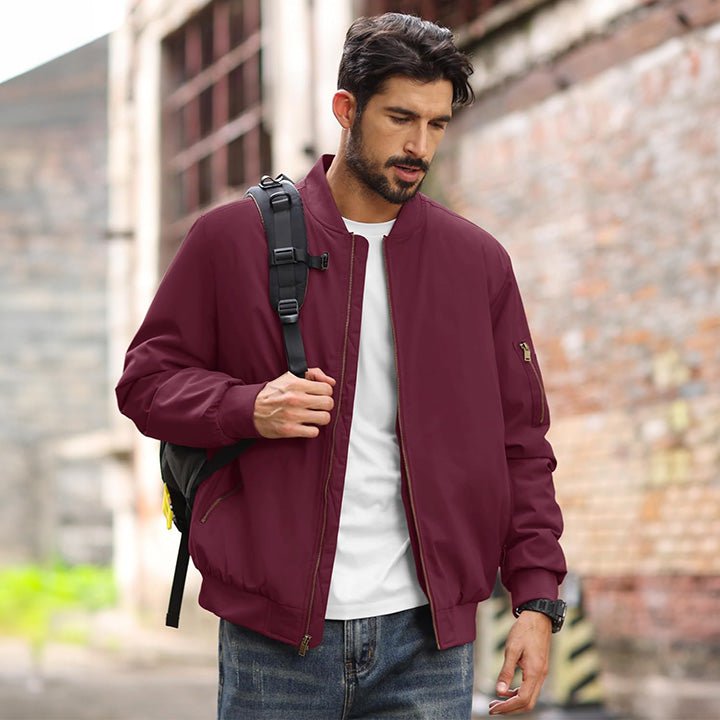 Men's Lightweight Casual Zip-Up Bomber Jacket - Versatile Windbreaker for Everyday Style, Comfort & Outdoor Activities
