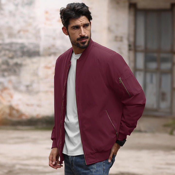 Men's Lightweight Casual Zip-Up Bomber Jacket - Versatile Windbreaker for Everyday Style, Comfort & Outdoor Activities