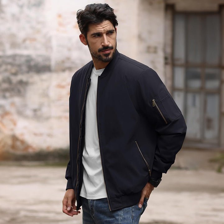 Men's Lightweight Casual Zip-Up Bomber Jacket - Versatile Windbreaker for Everyday Style, Comfort & Outdoor Activities