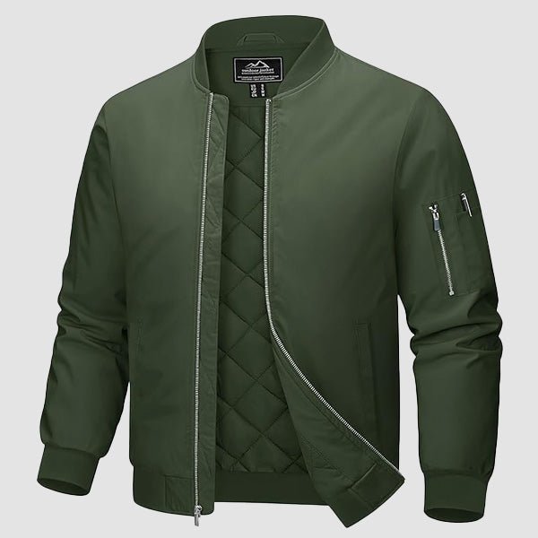 Men's Quilted Windproof Bomber Jacket with Pockets - Stylish, Durable All-Season Outerwear for Men