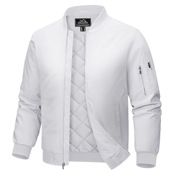 Men's Quilted Windproof Bomber Jacket with Pockets - Stylish, Durable All-Season Outerwear for Men