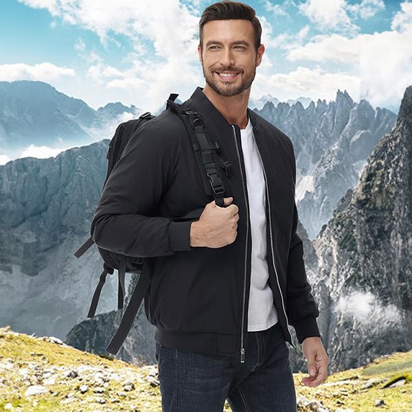 Men's Quilted Windproof Bomber Jacket with Pockets - Stylish, Durable All-Season Outerwear for Men