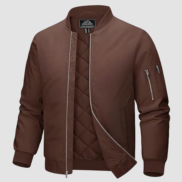 Men's Quilted Windproof Bomber Jacket with Pockets - Stylish, Durable All-Season Outerwear for Men