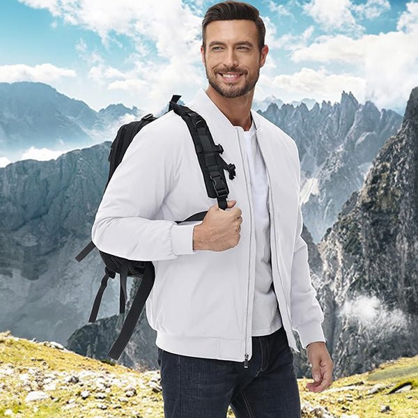 Men's Quilted Windproof Bomber Jacket with Pockets - Stylish, Durable All-Season Outerwear for Men
