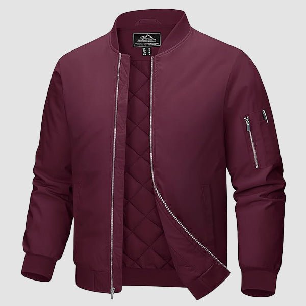 Men's Quilted Windproof Bomber Jacket with Pockets - Stylish, Durable All-Season Outerwear for Men