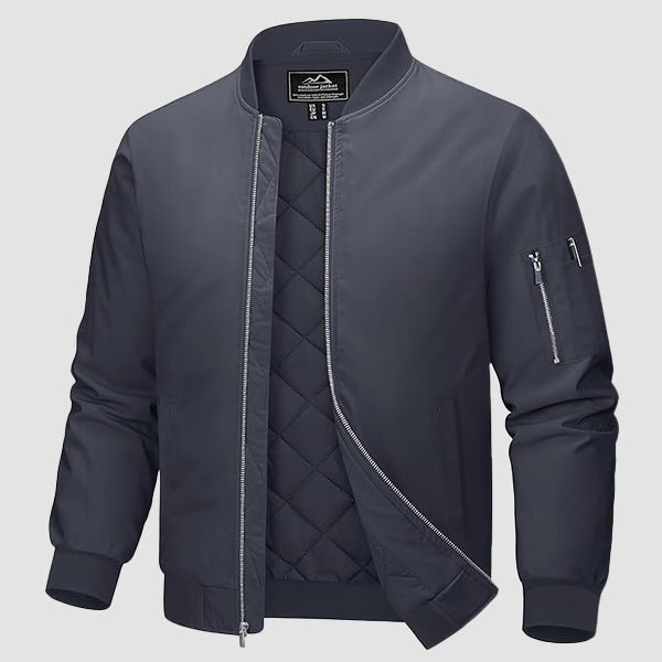 Men's Quilted Windproof Bomber Jacket with Pockets - Stylish, Durable All-Season Outerwear for Men