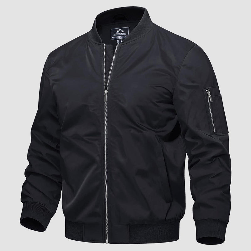 Men's Quilted Windproof Bomber Jacket with Pockets - Stylish, Durable All-Season Outerwear for Men