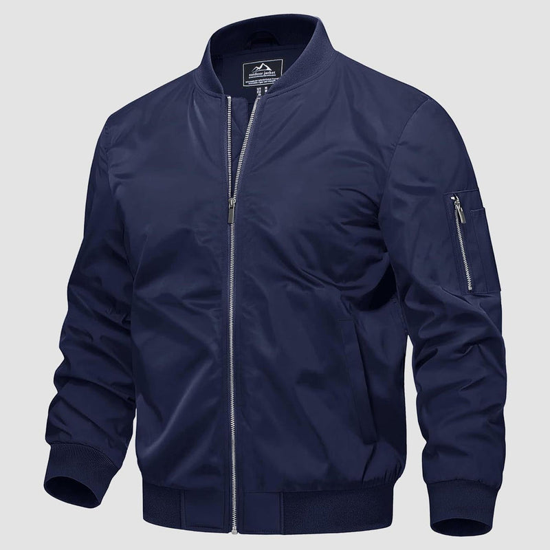 Men's Quilted Windproof Bomber Jacket with Pockets - Stylish, Durable All-Season Outerwear for Men