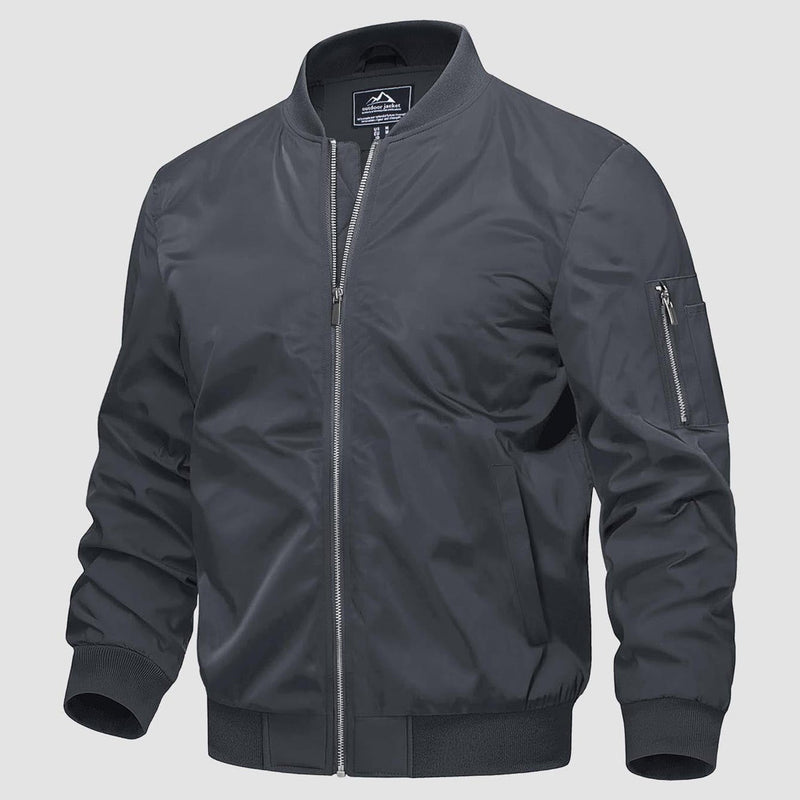 Men's Quilted Windproof Bomber Jacket with Pockets - Stylish, Durable All-Season Outerwear for Men