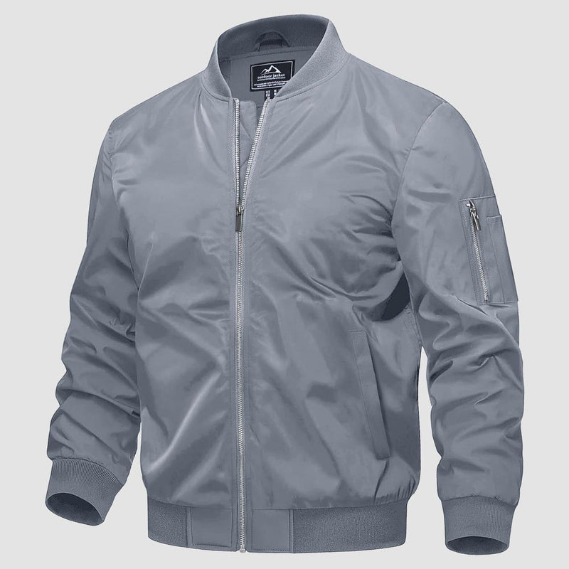Men's Quilted Windproof Bomber Jacket with Pockets - Stylish, Durable All-Season Outerwear for Men