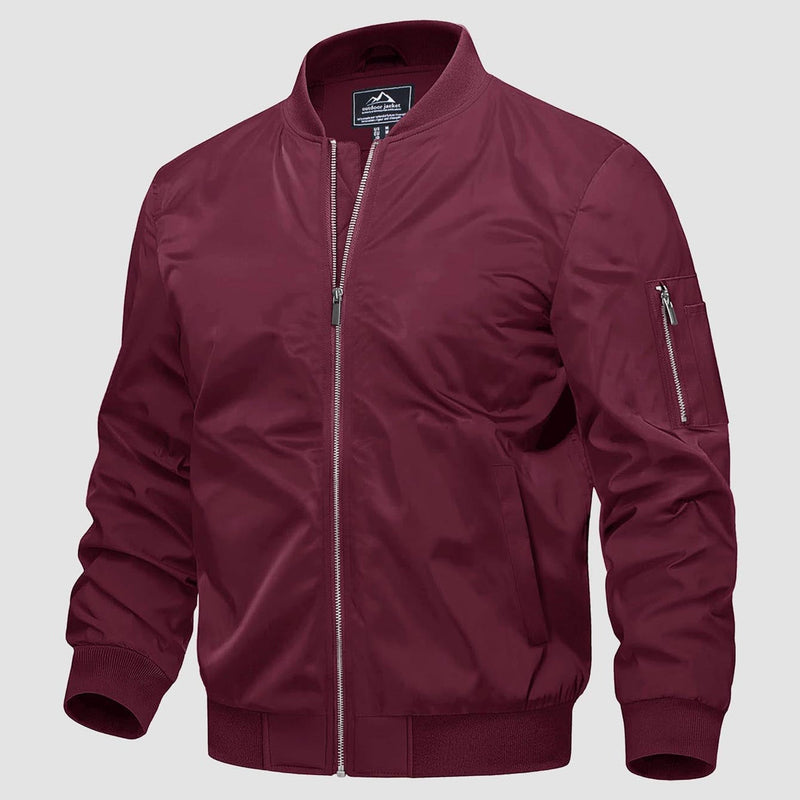 Men's Quilted Windproof Bomber Jacket with Pockets - Stylish, Durable All-Season Outerwear for Men
