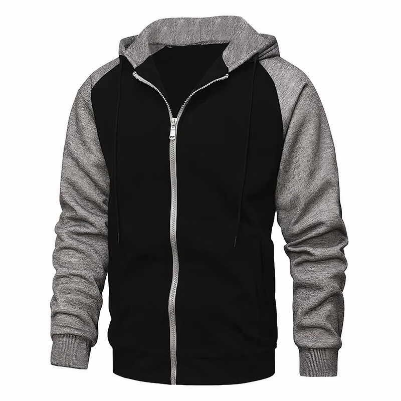 Men's Sporty Zip-Up Hoodie with Drawstring Hood & Raglan Sleeves - Comfortable Activewear for Gym, Running, & Casual Wear - Perfect for Fitness Enthusiasts