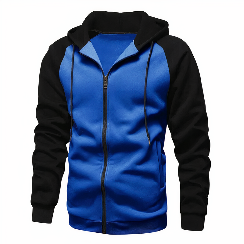 Men's Sporty Zip-Up Hoodie with Drawstring Hood & Raglan Sleeves - Comfortable Activewear for Gym, Running, & Casual Wear - Perfect for Fitness Enthusiasts