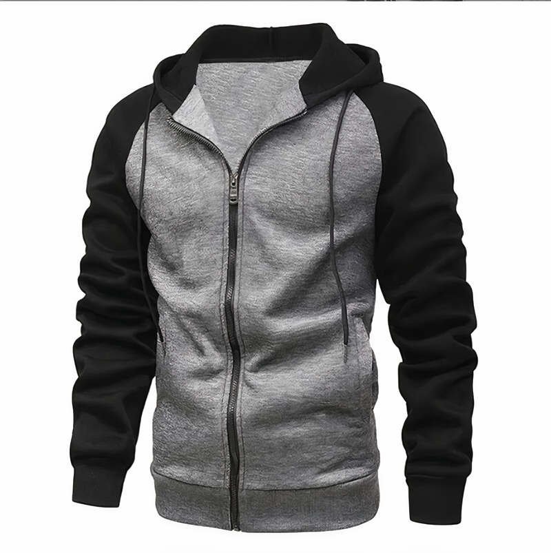 Men's Sporty Zip-Up Hoodie with Drawstring Hood & Raglan Sleeves - Comfortable Activewear for Gym, Running, & Casual Wear - Perfect for Fitness Enthusiasts