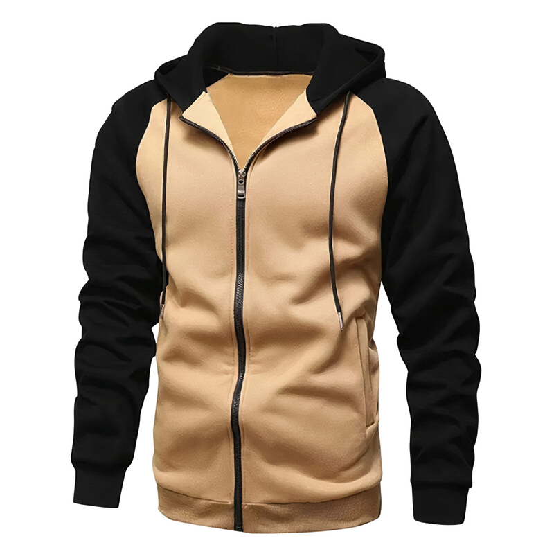 Men's Sporty Zip-Up Hoodie with Drawstring Hood & Raglan Sleeves - Comfortable Activewear for Gym, Running, & Casual Wear - Perfect for Fitness Enthusiasts
