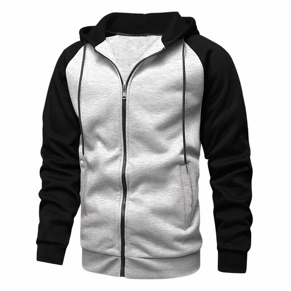 Men's Sporty Zip-Up Hoodie with Drawstring Hood & Raglan Sleeves - Comfortable Activewear for Gym, Running, & Casual Wear - Perfect for Fitness Enthusiasts