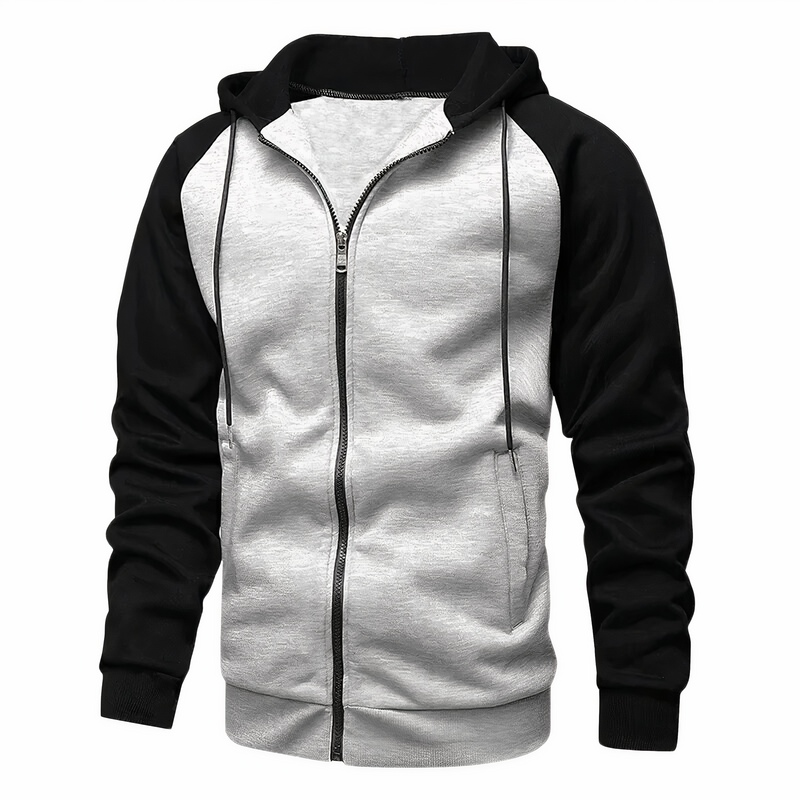 Men's Sporty Zip-Up Hoodie with Drawstring Hood & Raglan Sleeves - Comfortable Activewear for Gym, Running, & Casual Wear - Perfect for Fitness Enthusiasts