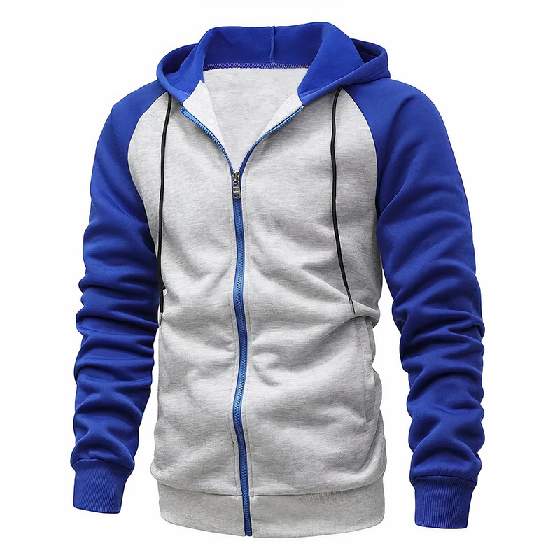 Men's Sporty Zip-Up Hoodie with Drawstring Hood & Raglan Sleeves - Comfortable Activewear for Gym, Running, & Casual Wear - Perfect for Fitness Enthusiasts