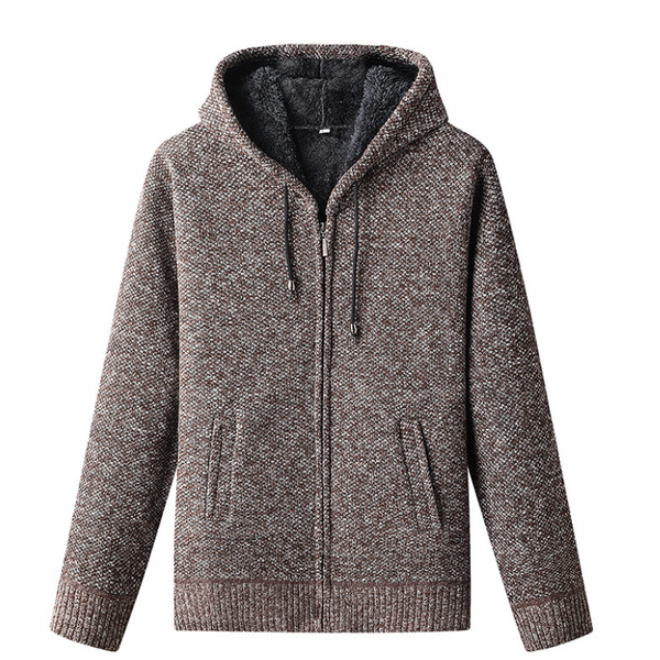Men's Cozy Soft Lined Knitted Zip-Up Hoodie Cardigan with Hood - Stylish All-Season Outerwear for Ultimate Comfort