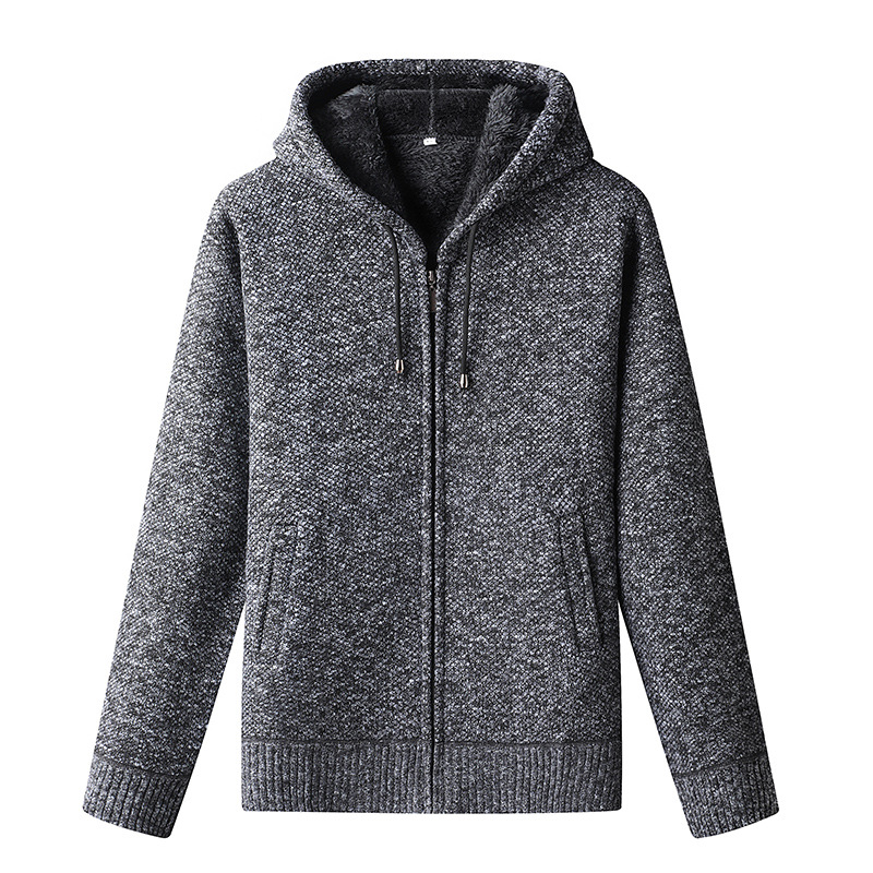 Men's Cozy Soft Lined Knitted Zip-Up Hoodie Cardigan with Hood - Stylish All-Season Outerwear for Ultimate Comfort