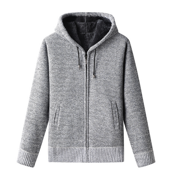 Men's Cozy Soft Lined Knitted Zip-Up Hoodie Cardigan with Hood - Stylish All-Season Outerwear for Ultimate Comfort
