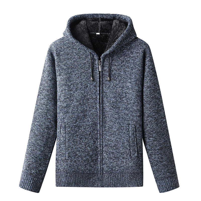 Men's Cozy Soft Lined Knitted Zip-Up Hoodie Cardigan with Hood - Stylish All-Season Outerwear for Ultimate Comfort