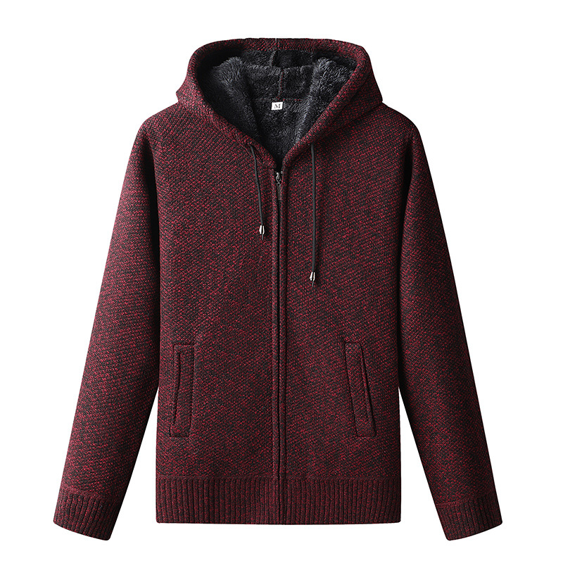 Men's Cozy Soft Lined Knitted Zip-Up Hoodie Cardigan with Hood - Stylish All-Season Outerwear for Ultimate Comfort