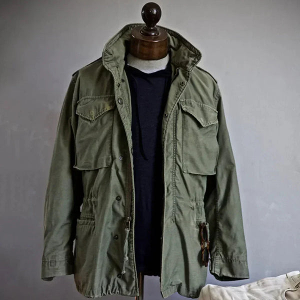 Men's Vintage Cotton Field Jacket - Adjustable Waist for Custom Fit | Classic Outdoor Style & Comfort