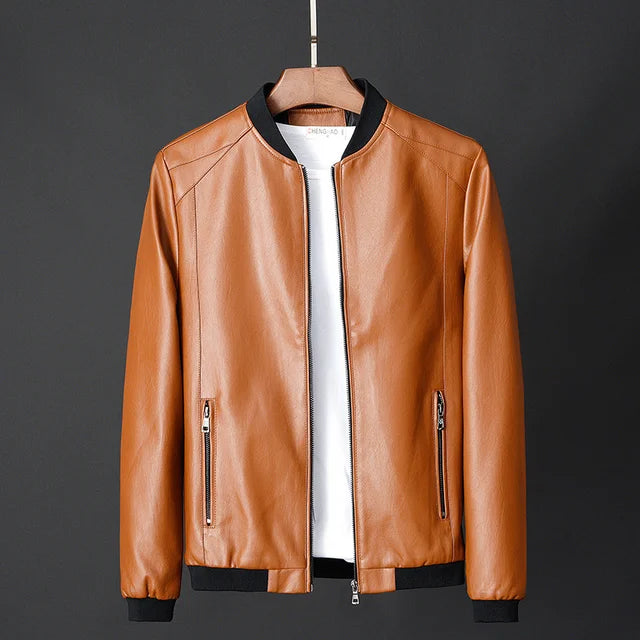 Men's Vintage Leather Bomber Jacket - Classic Style, Durable Design & Secure Pockets