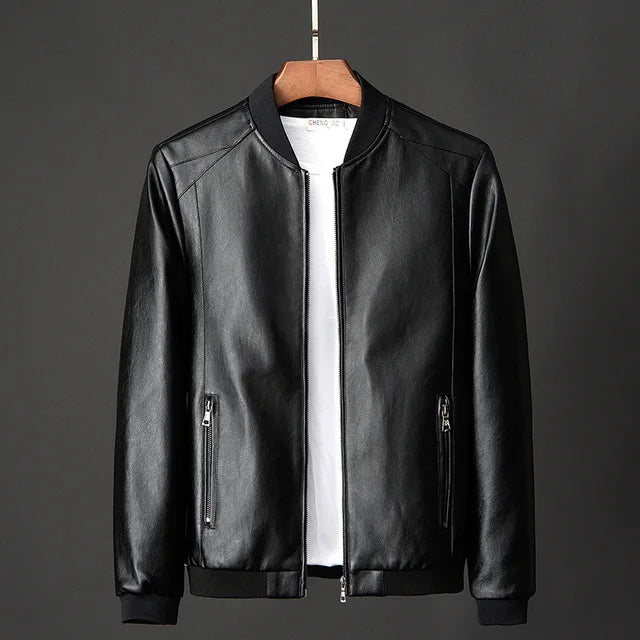 Men's Vintage Leather Bomber Jacket - Classic Style, Durable Design & Secure Pockets