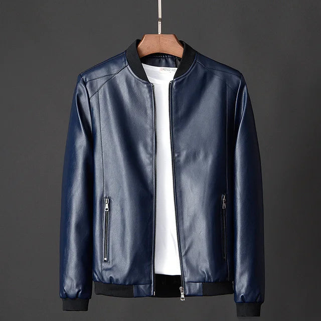Men's Vintage Leather Bomber Jacket - Classic Style, Durable Design & Secure Pockets