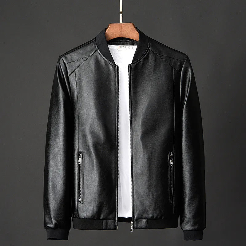 Men's Vintage Leather Bomber Jacket - Classic Style, Durable Design & Secure Pockets