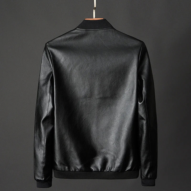 Men's Vintage Leather Bomber Jacket - Classic Style, Durable Design & Secure Pockets