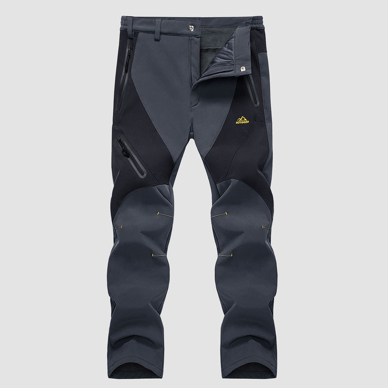 Men's Waterproof Snow Pants - Fleece-Lined, Zip Pockets, Insulated Winter Gear