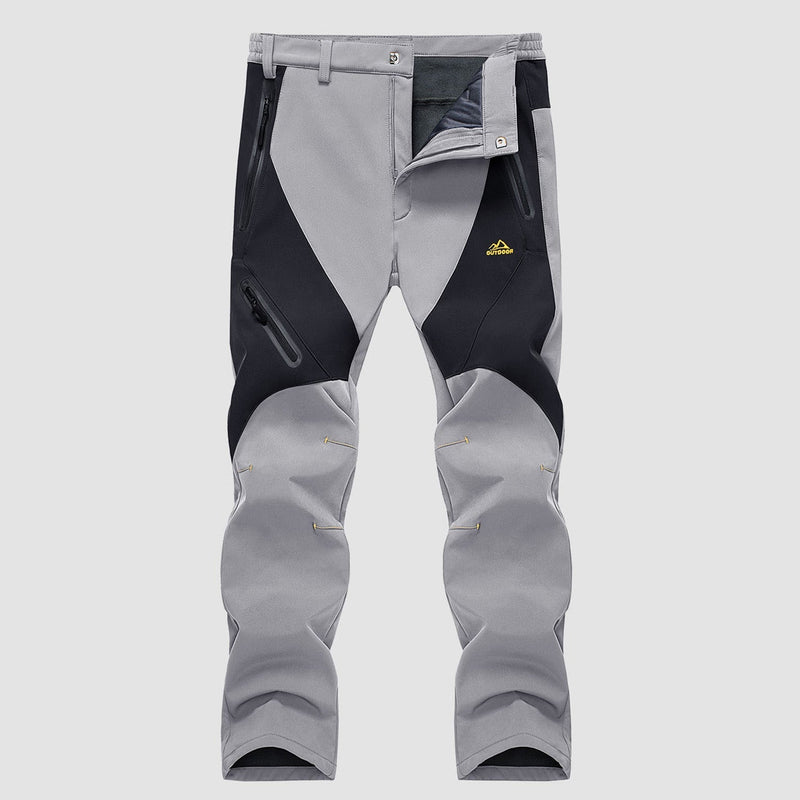 Men's Waterproof Snow Pants - Fleece-Lined, Zip Pockets, Insulated Winter Gear