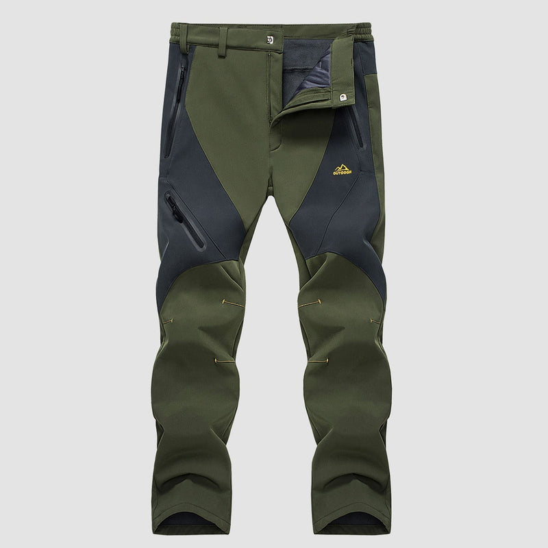 Men's Waterproof Snow Pants - Fleece-Lined, Zip Pockets, Insulated Winter Gear