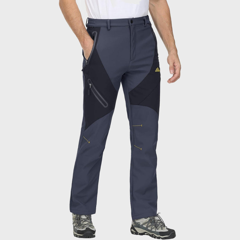 Men's Waterproof Snow Pants - Fleece-Lined, Zip Pockets, Insulated Winter Gear