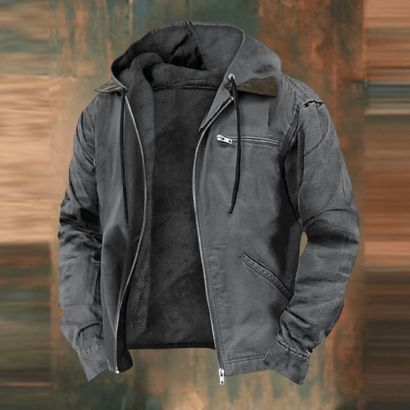 Men's Hooded Bomber Jacket - Cozy Lined Interior & Functional Zip Pockets for Maximum Comfort & Style